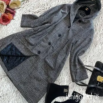 La gemme 후디 롱 코트 글렌체크 L 두꺼운 원단 FM-447