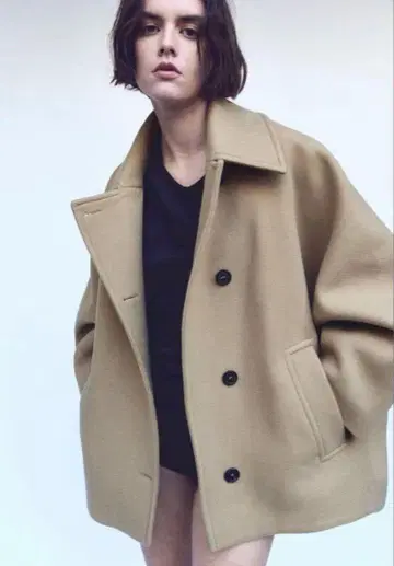 ZARA MANTECO 오버 사이즈 울 블렌드 크롭 코트