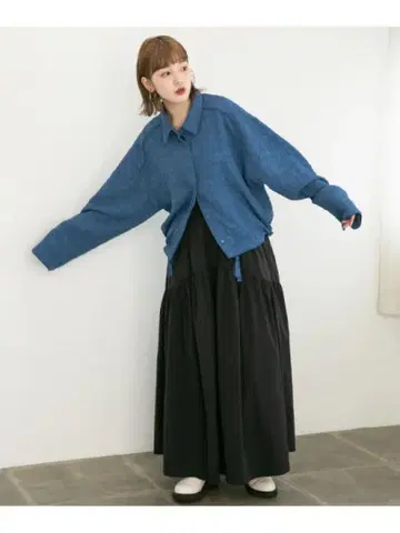 KBF 파이핑 자카드 셔츠 블루