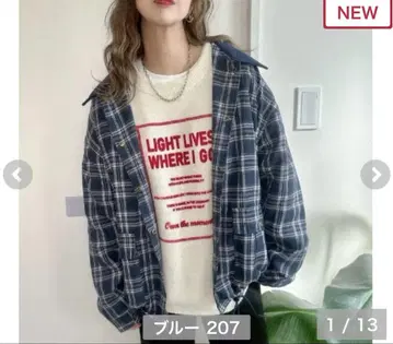 시마무라 non 콜라보 체크 아우터 블루 브라운 noooon