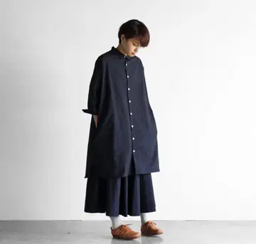 HUIS. 롱 셔츠 다크 네이비