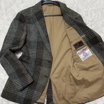 Harris Tweed 테일러드 자켓 체크 무늬 퓨어 울 100%