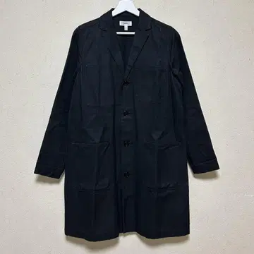 HYKE 블랙 코튼&린넨 코트