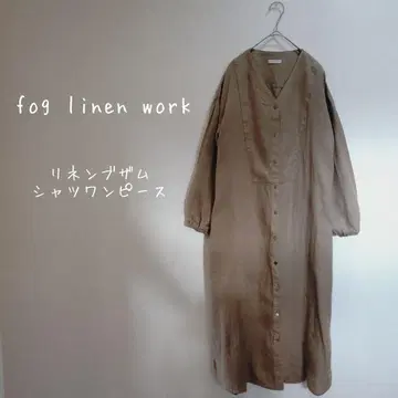 [ fog linen work ] 린넨 부잠 셔츠 원피스*베이지*V넥