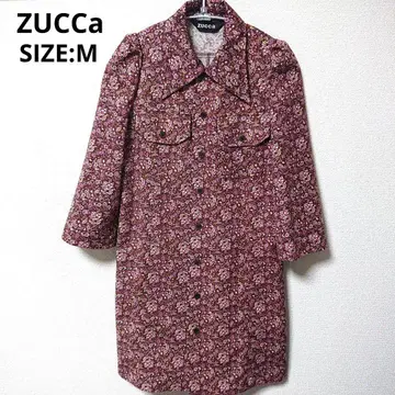 ZUCCA 꽃무늬 레트로 빈티지 7부 소매 셔츠 원피스 두꺼운 원단