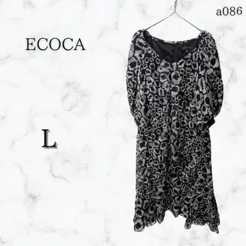 에코카 롱 원피스 드레스 올 패턴 꽃무늬 빅 사이즈 블랙