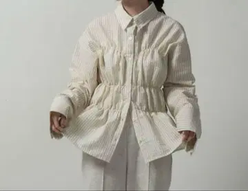 lawgy 스트라이프 프론트 셔링 셔츠 아이보리