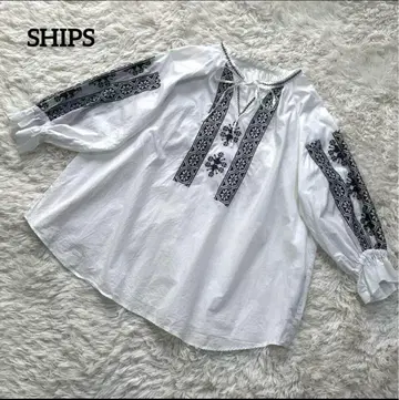 쉽스 SHIPS 코튼 자수 블라우스 루즈한 사이즈