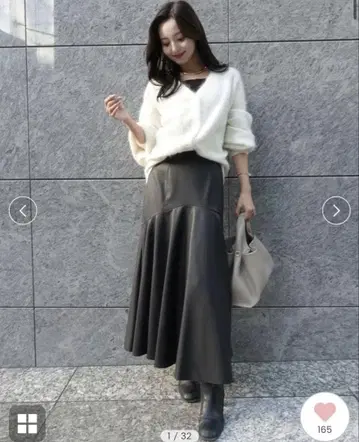 프레이 아이디 가죽 같은 플레어 스커트