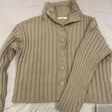 moussy 카키 베이지 리브 니트 긴팔
