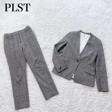 플라스테 노카라 팬츠 수트 셋업 워셔블 체크 최근 모델