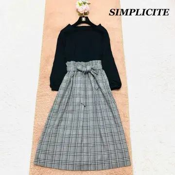 새상품급 SIMPLICITE 심플시테 롱 원피스 체크