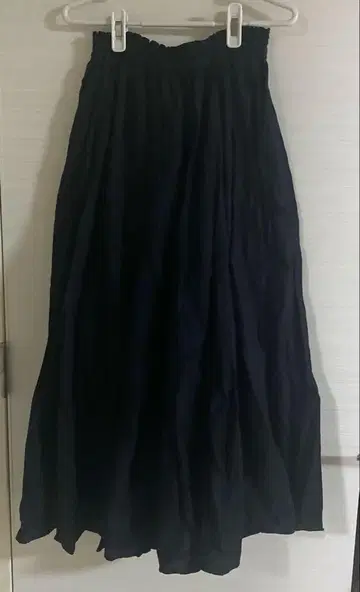 누키테파 코튼 린넨 롱 스커트 블랙