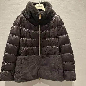 Herno 브라운 퍼 트리밍 다운 자켓