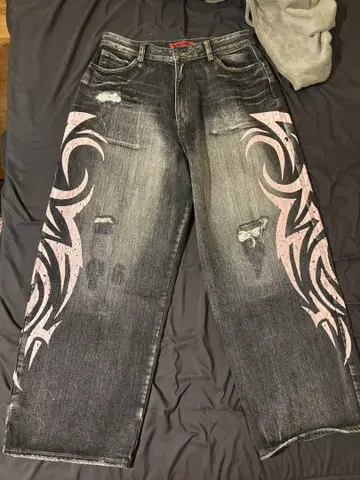 Jaded London 데님 배기 핑크