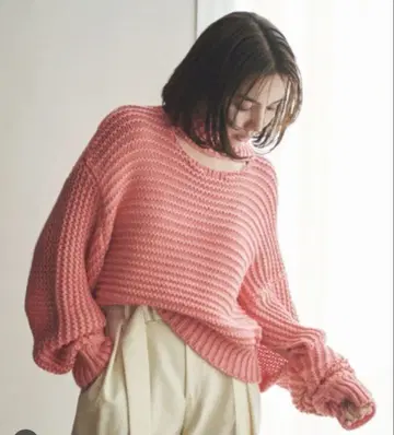 FRAY ID 핑크 하이넥 니트