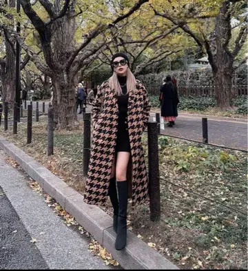 미사용 새상품 ALENCY 하운드투스 체크 패턴 코트