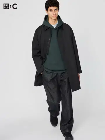 턱 스트레이트 팬츠 데님 UNIQLO C 73인치 09 BLACK