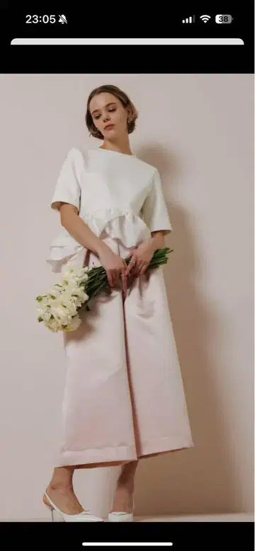 HEVE 새틴 플레어 가우초 팬츠 블랙 38