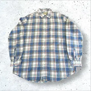 LLBean 엘엘빈 체크 긴팔 린넨 셔츠 남성용 L 구제 의류