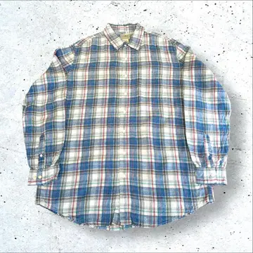 LLBean 엘엘빈 체크 긴팔 린넨 셔츠 남성용 L 구제 의류