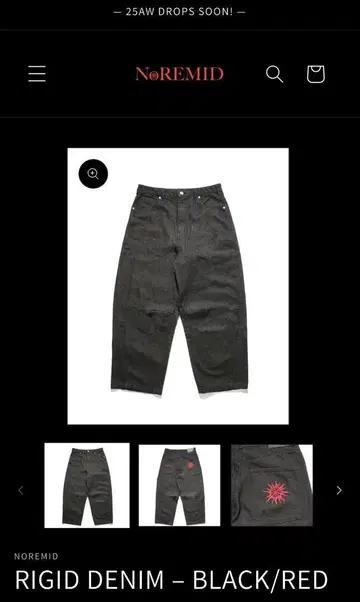 NOREMID RIGID DENIM BLACK/RED 레어 컬러