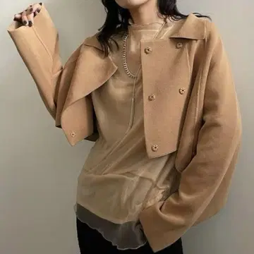 [ AMERI ] 자켓 숏 니트 아우터