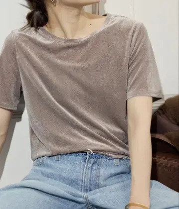 그레이 벨로아 반팔 T셔츠 FREE 사이즈
