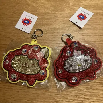 미야쿠미야쿠 폼폼푸딩 키티 비즈 키링 2개 세트