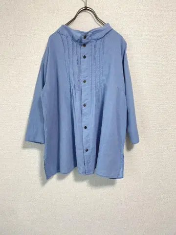 Plantation 린넨코튼 블라우스 핀턱 셔츠