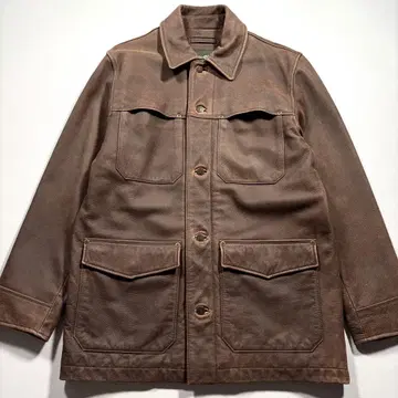 Eddie Bauer 가죽 카 코트 주름 가죽 자켓 브라운