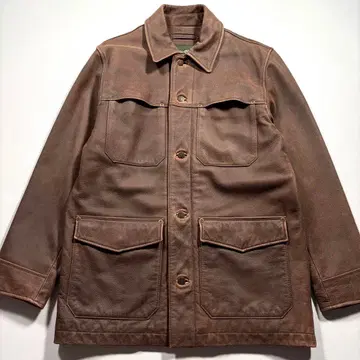 Eddie Bauer 가죽 카 코트 주름 가죽 자켓 브라운