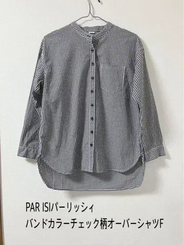 PAR ISI 팰리시 밴드 카라 체크 무늬 오버 셔츠 F