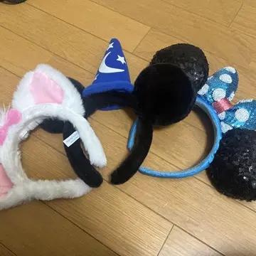 디즈니 머리띠 세트 고양이 귀와 마법사 모자