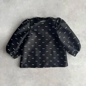 UNITED ARROWS 리본 자카드 컷 블라우스 블랙 38