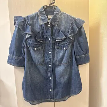 ZADIG&VOLTAIRE 데님 프릴 셔츠 오부소매 반팔