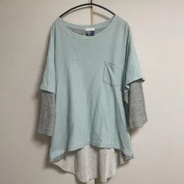 FACETASM 레이어드 티셔츠 파세타즘 그레이 7부 소매 M 스카이블루