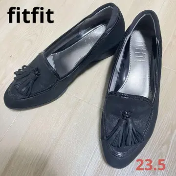 태슬 펌프스 웨지솔 로우힐 라메 블랙