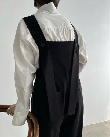 CLANE 백 리본 서스펜더 멜빵바지