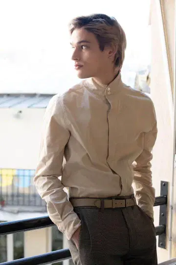 최종 가격 에네스베 스탠드 카라 셔츠 베이지