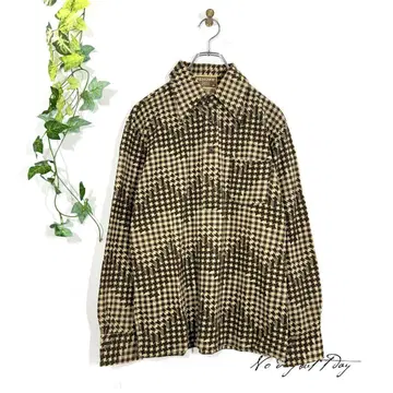 레나운 오센틱 플란넬 셔츠 빈티지 하운드투스 패턴 울 혼방