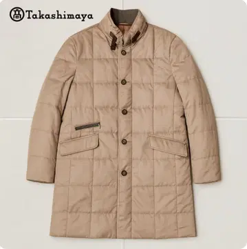 J1518@ TAKASHIMAYA 퀼팅 다운 코트 L 베이지
