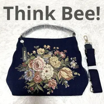새상품 Think Bee! 2way 숄더 & 핸드백 꽃무늬 네이비