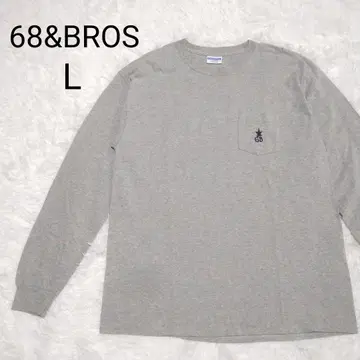 68&BROS 그레이 긴팔 T셔츠 롱티 L 로고 자수