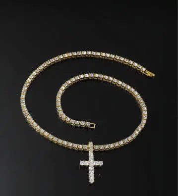 테니스 체인 목걸이 십자가 펜던트 50cm