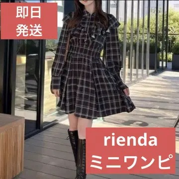 rienda 프론트 지퍼 체크 셔츠 원피스 s 사이즈