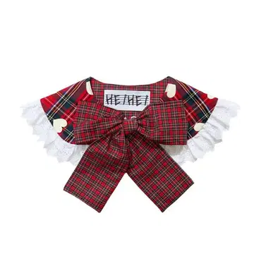 HEIHEI 탈부착 카라 깅엄 체크 장미 레이스