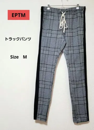 EPTM (에피토미) 트랙 팬츠 하운드투스 그레이 사이드 라인 블랙