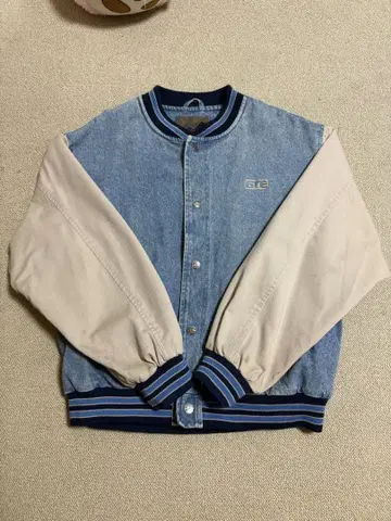 00s 데님 바시티 자켓 데님 자켓 소매 배색