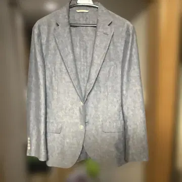 라이트 블루 린넨 테일러드 자켓